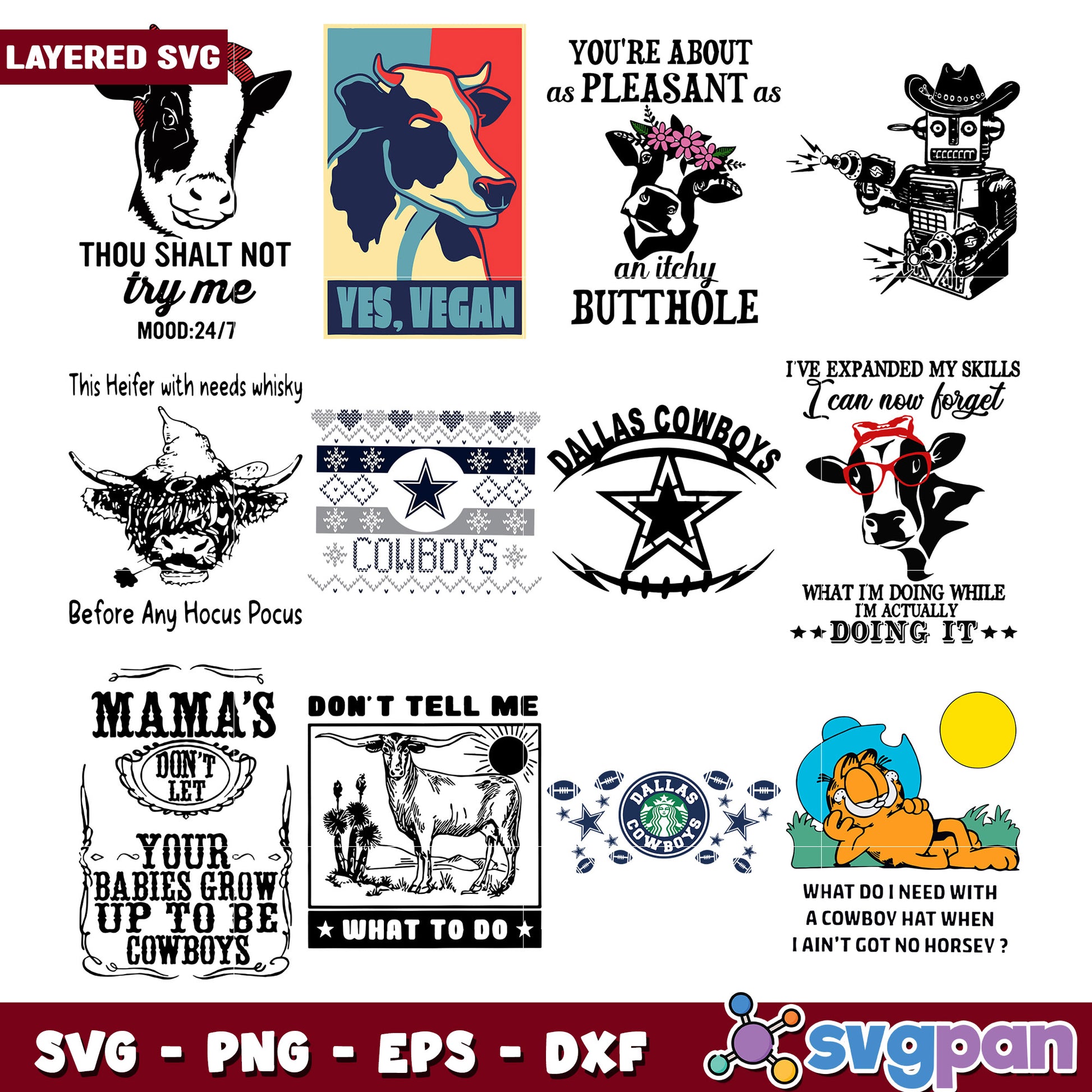 Cowgirl SVG Bundle Funny Cow Designs