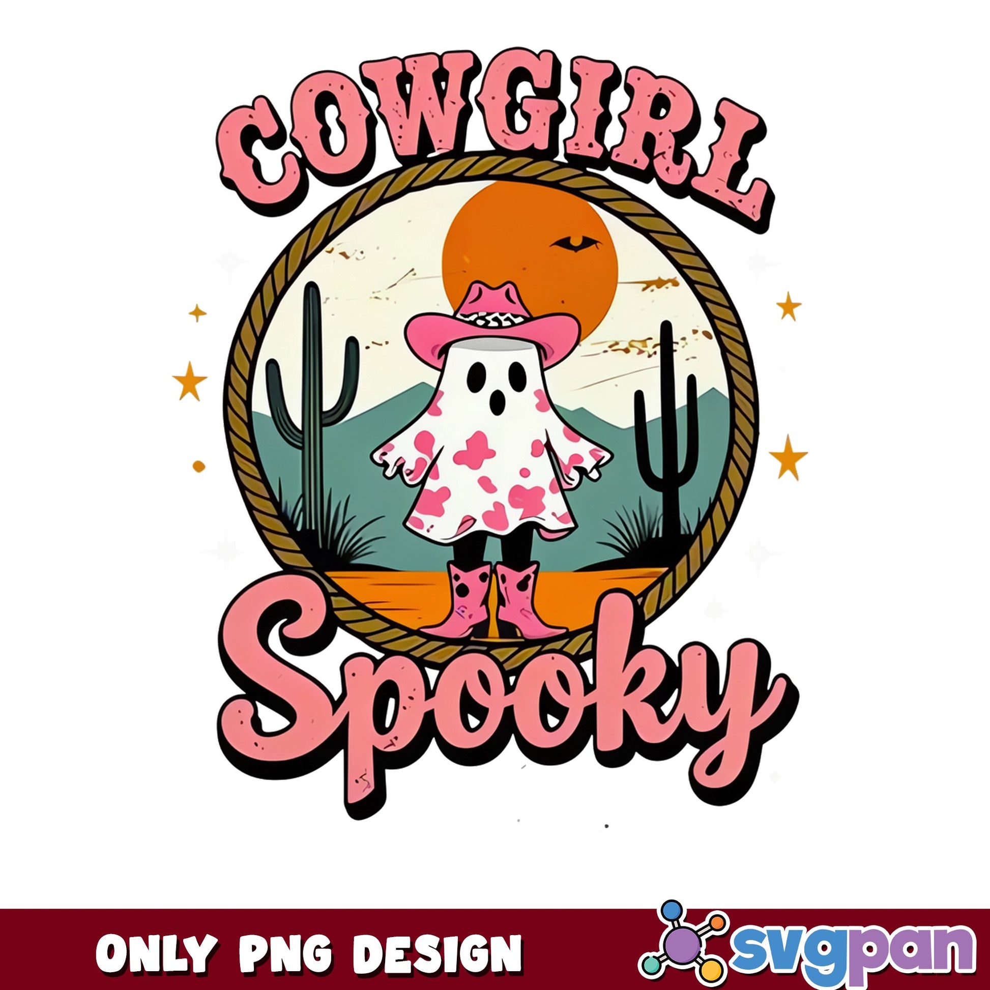 Cowgirl Spooky Ghost PNG, Halloween Cowgirl PNG, Western Ghost PNG