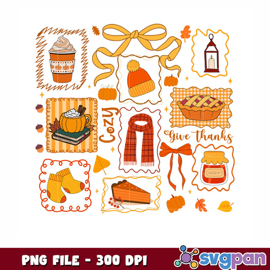 Cozy Give thanks png, merry christmnas png, christmas characters png