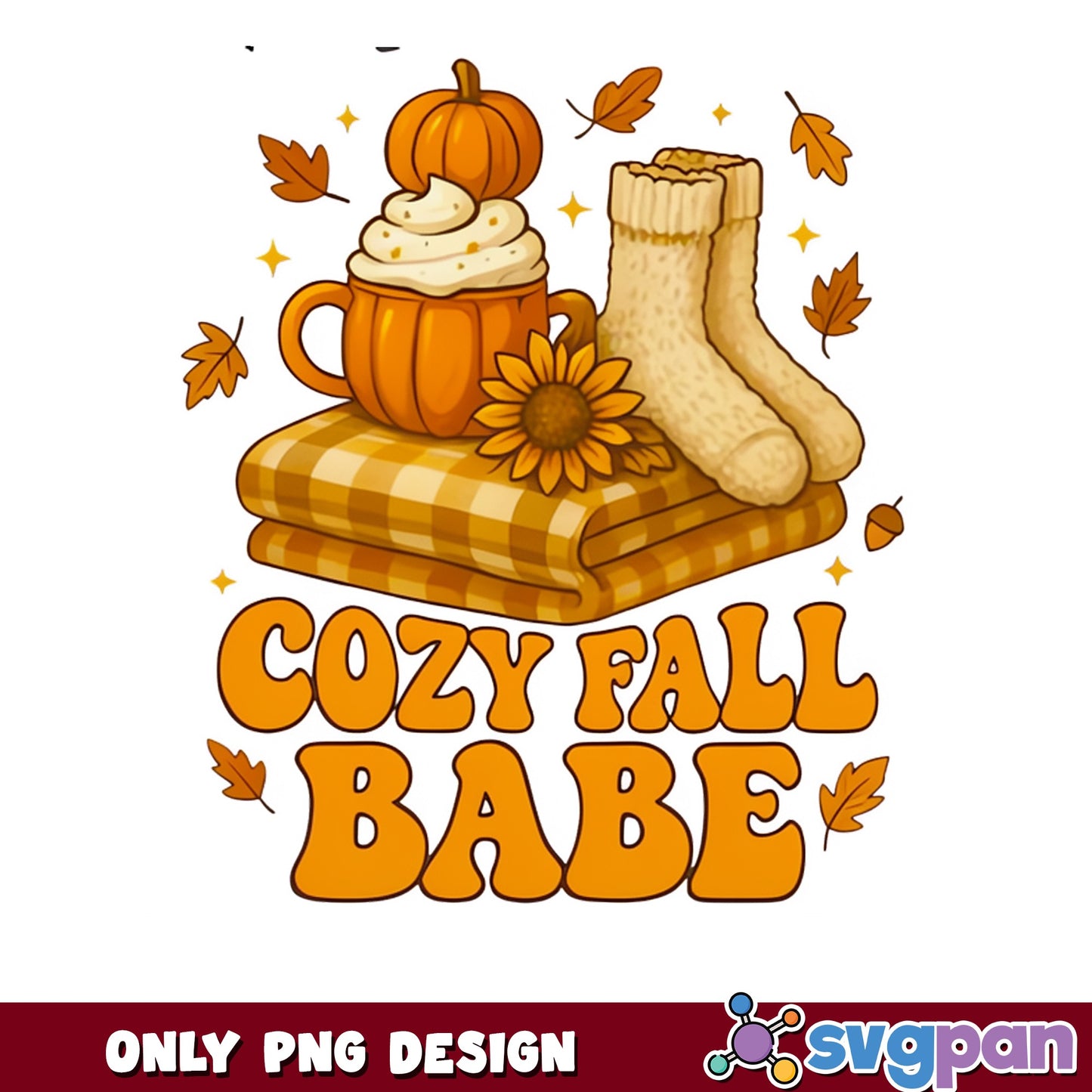 Cozy Fall Babe PNG, Pumpkin Spice Fall Design, Autumn PNG