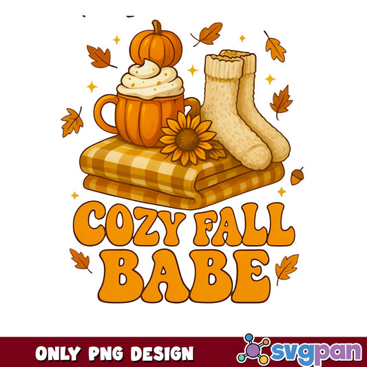 Cozy Fall Babe PNG, Pumpkin Spice Fall Design, Autumn PNG
