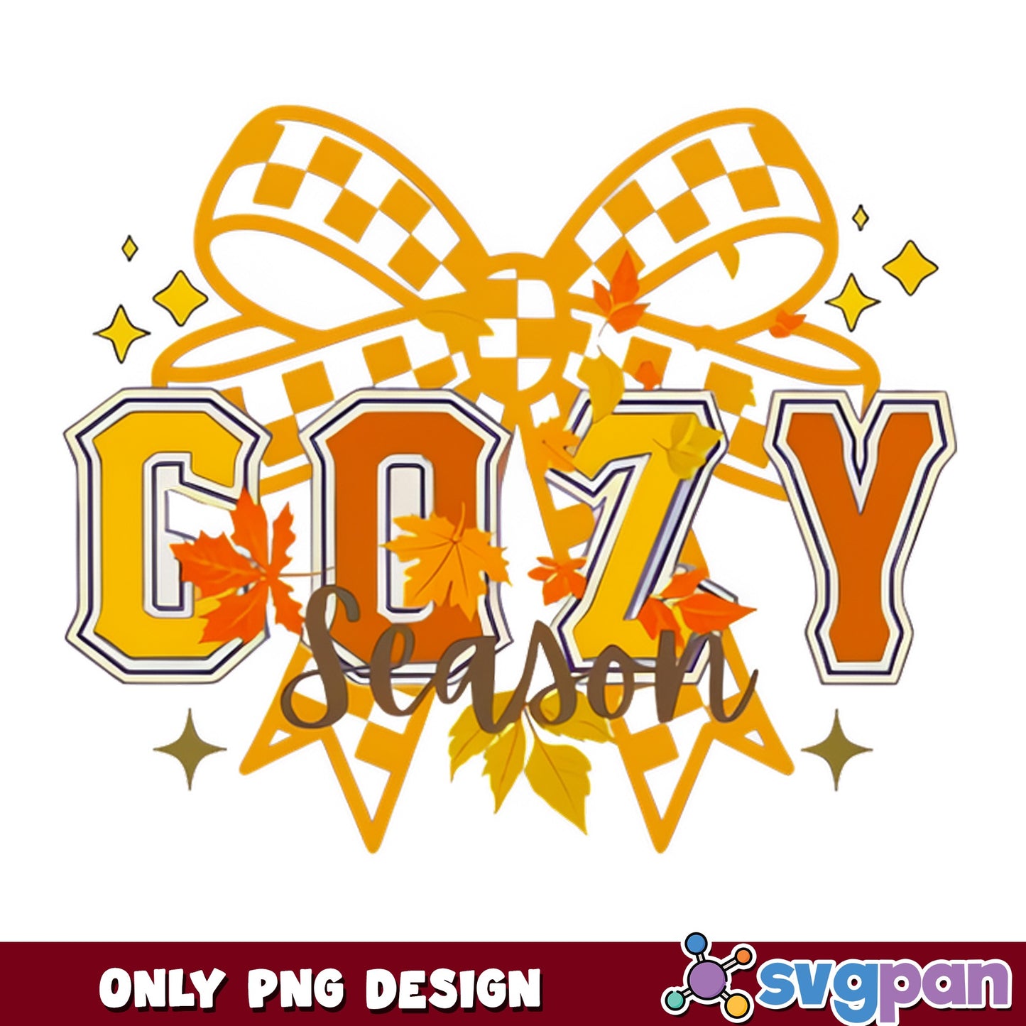 Cozy Season Fall Bow PNG, Autumn Leaves PNG, Fall Vibes PNG