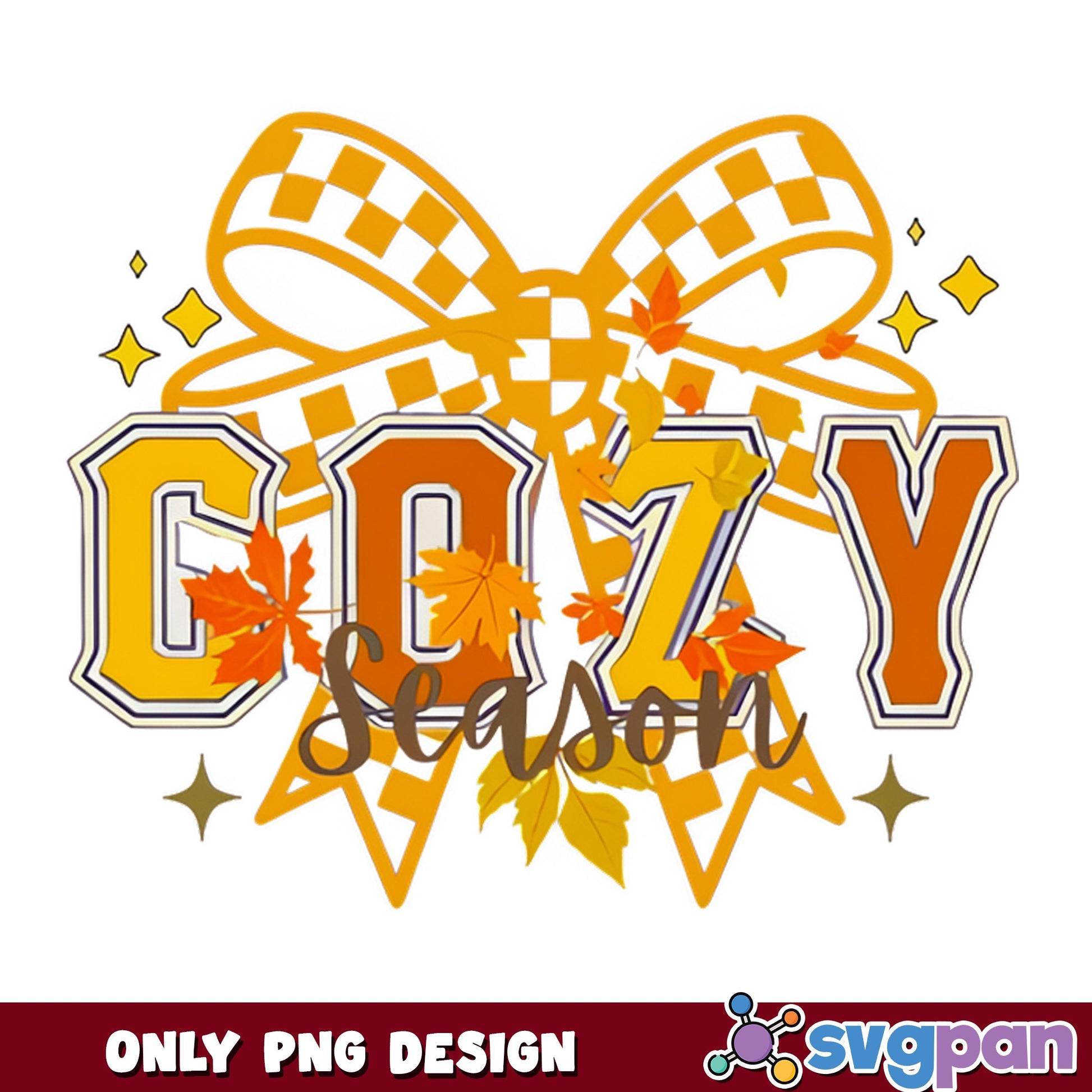 Cozy Season Fall Bow PNG, Autumn Leaves PNG, Fall Vibes PNG