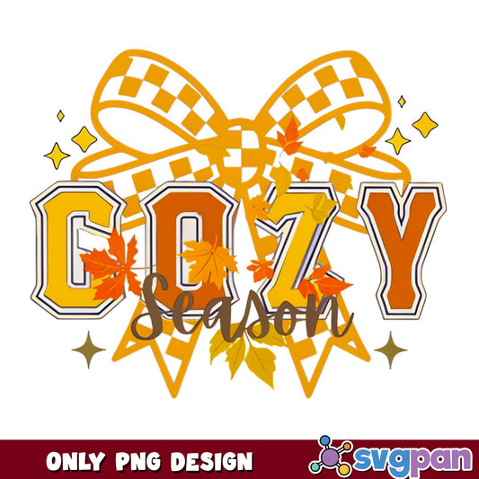 Cozy Season Fall Bow PNG, Autumn Leaves PNG, Fall Vibes PNG