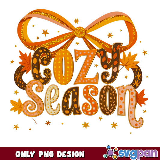 Cozy Season Fall PNG, Autumn Leaves Bow PNG, Thanksgiving PNG