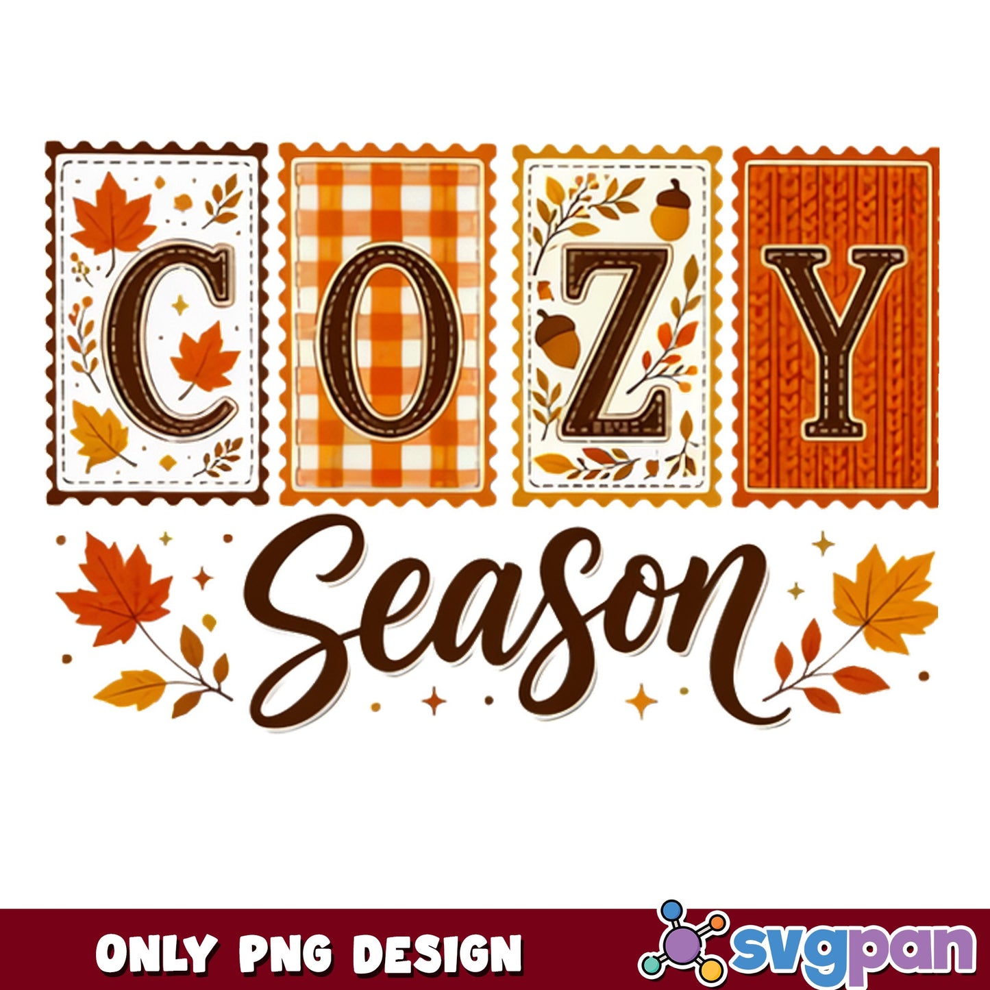 Cozy Season Fall PNG, Autumn Leaves PNG, Thanksgiving PNG