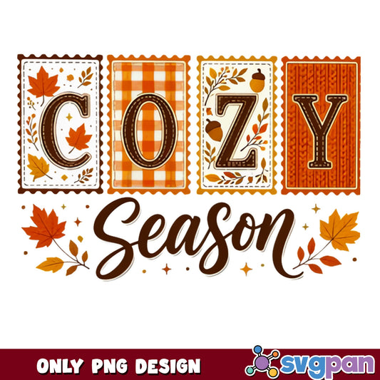 Cozy Season Fall PNG, Autumn Leaves PNG, Thanksgiving PNG