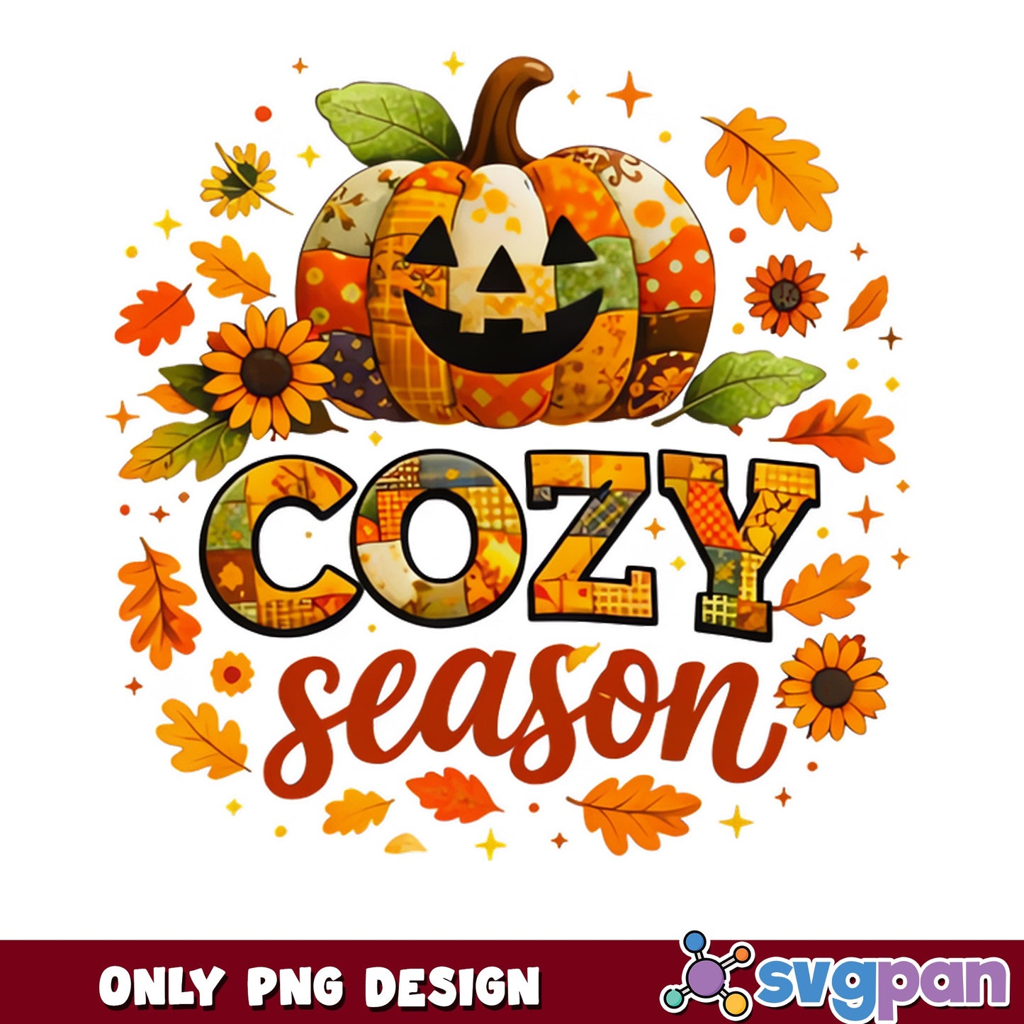 Cozy Season Pumpkin PNG, Fall Halloween PNG, Autumn PNG
