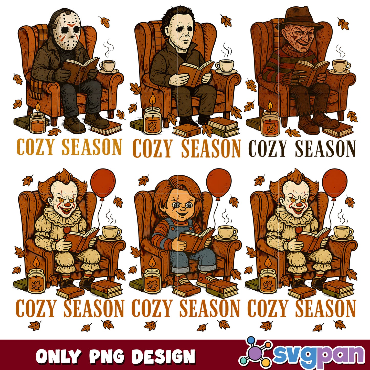 Cozy season killers png bundle