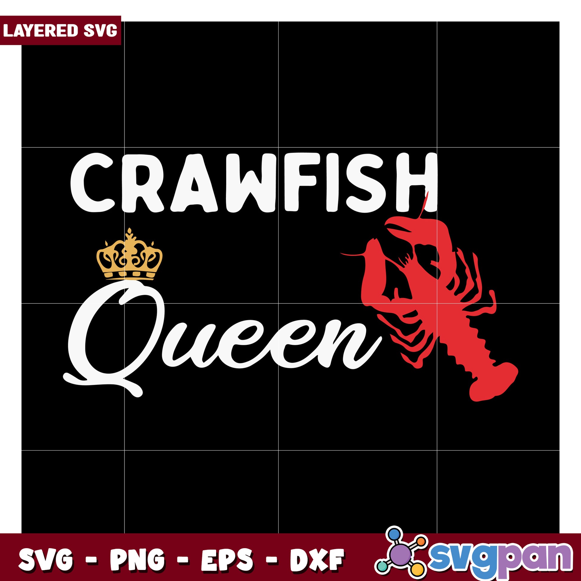 Crawfish Queen SVG Design, Perfect for Creative Projects and Crafts