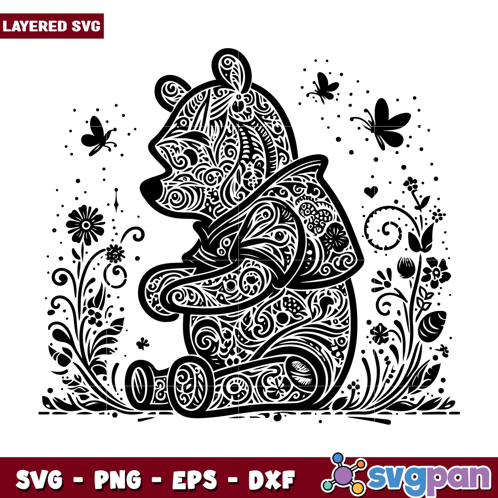 Creative Floral Bear SVG Design for Art Projects