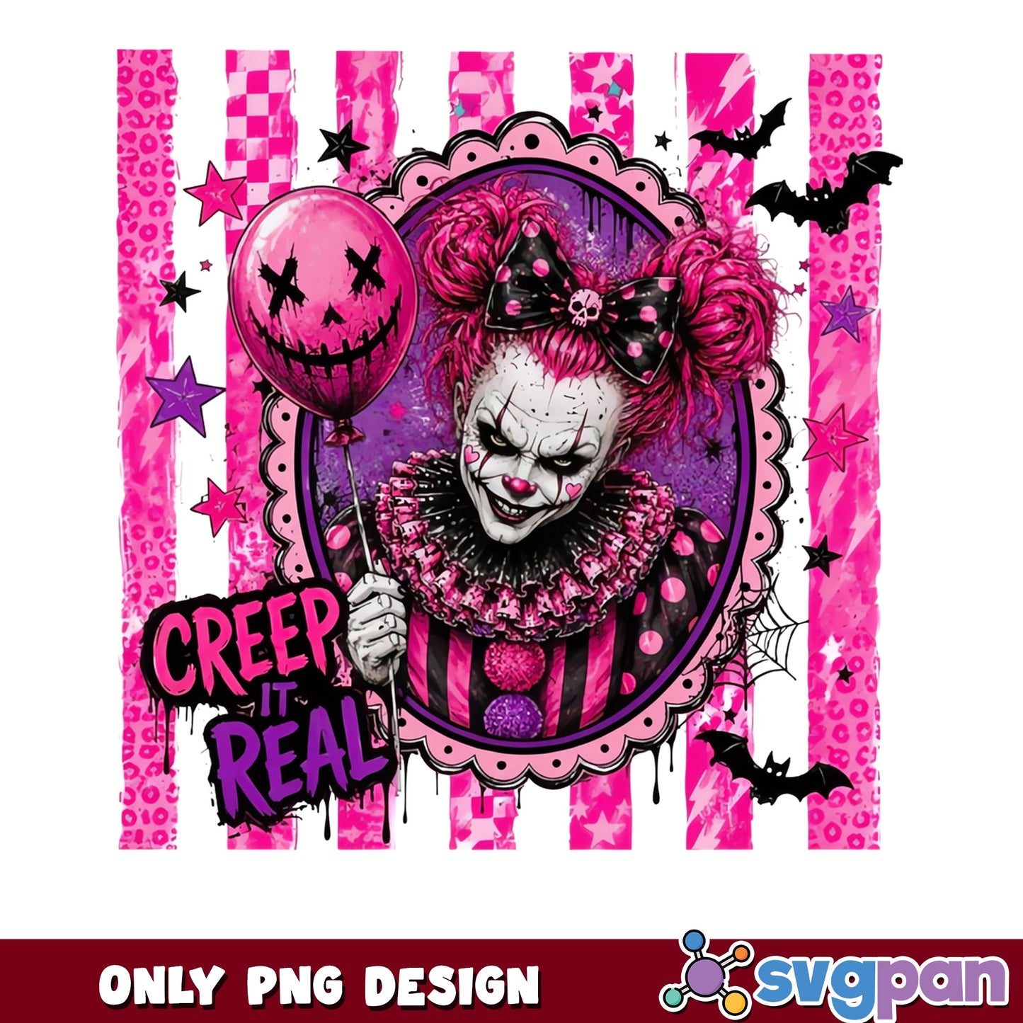 Creep It Real Halloween Clown PNG, Spooky Clown PNG, Halloween PNG