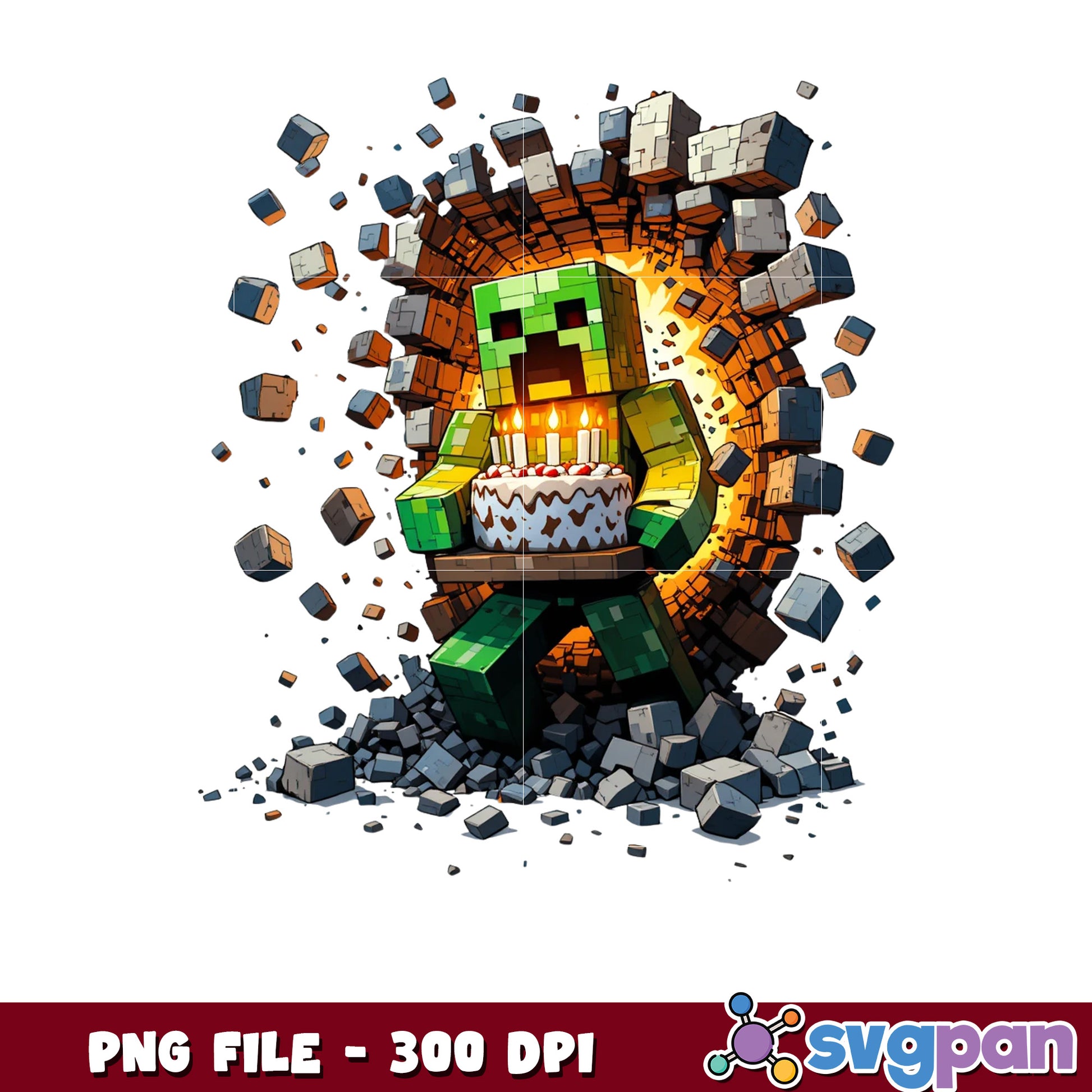 Creeper exploding png, creeper minecraft​ png, happy birthday​ png