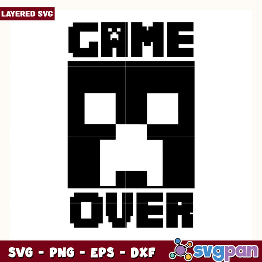 Creeper game over minecraft design svg, minecraft game svg, steve minecraft svg