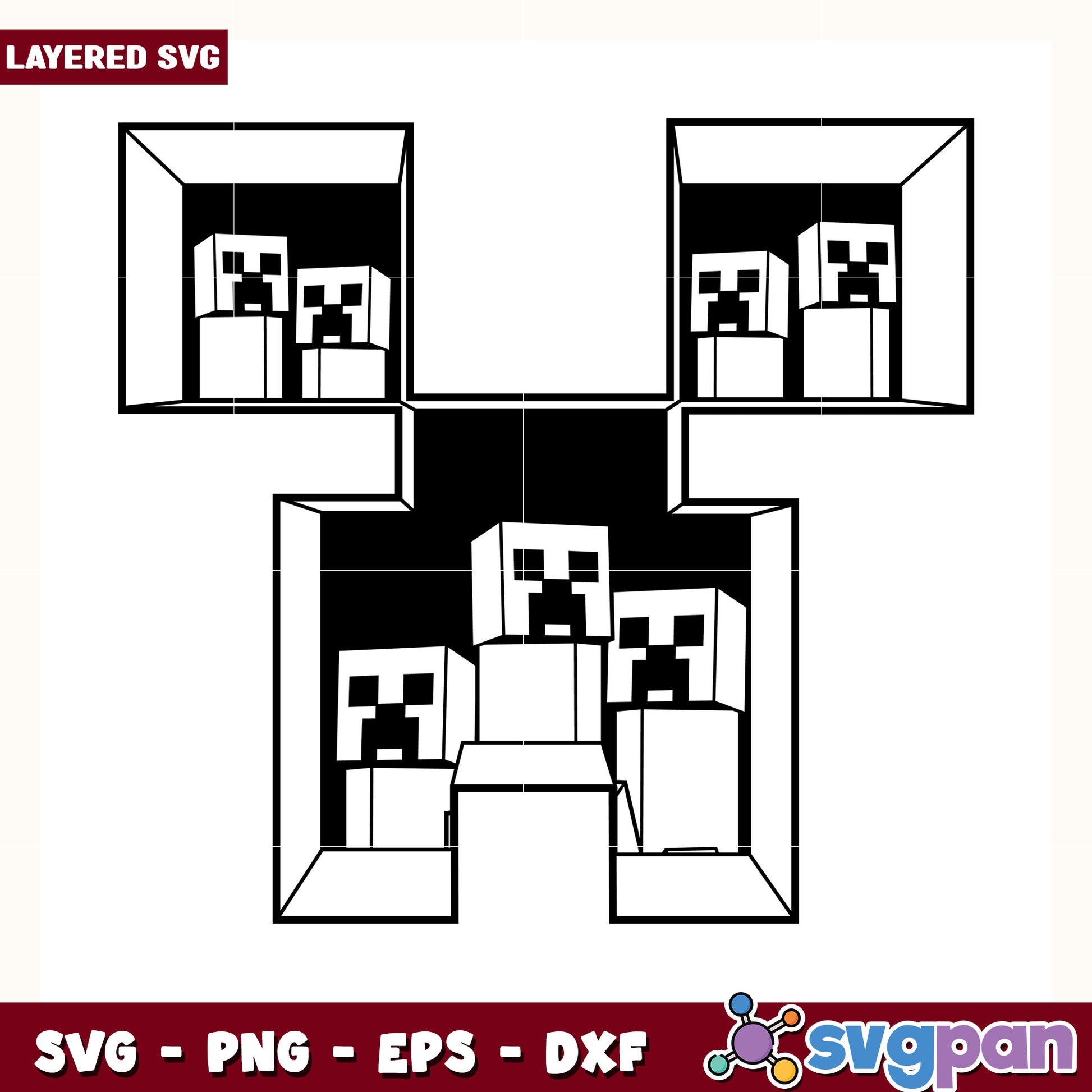 Creeper in creeper face design svg, minecraft game svg, steve minecraft svg