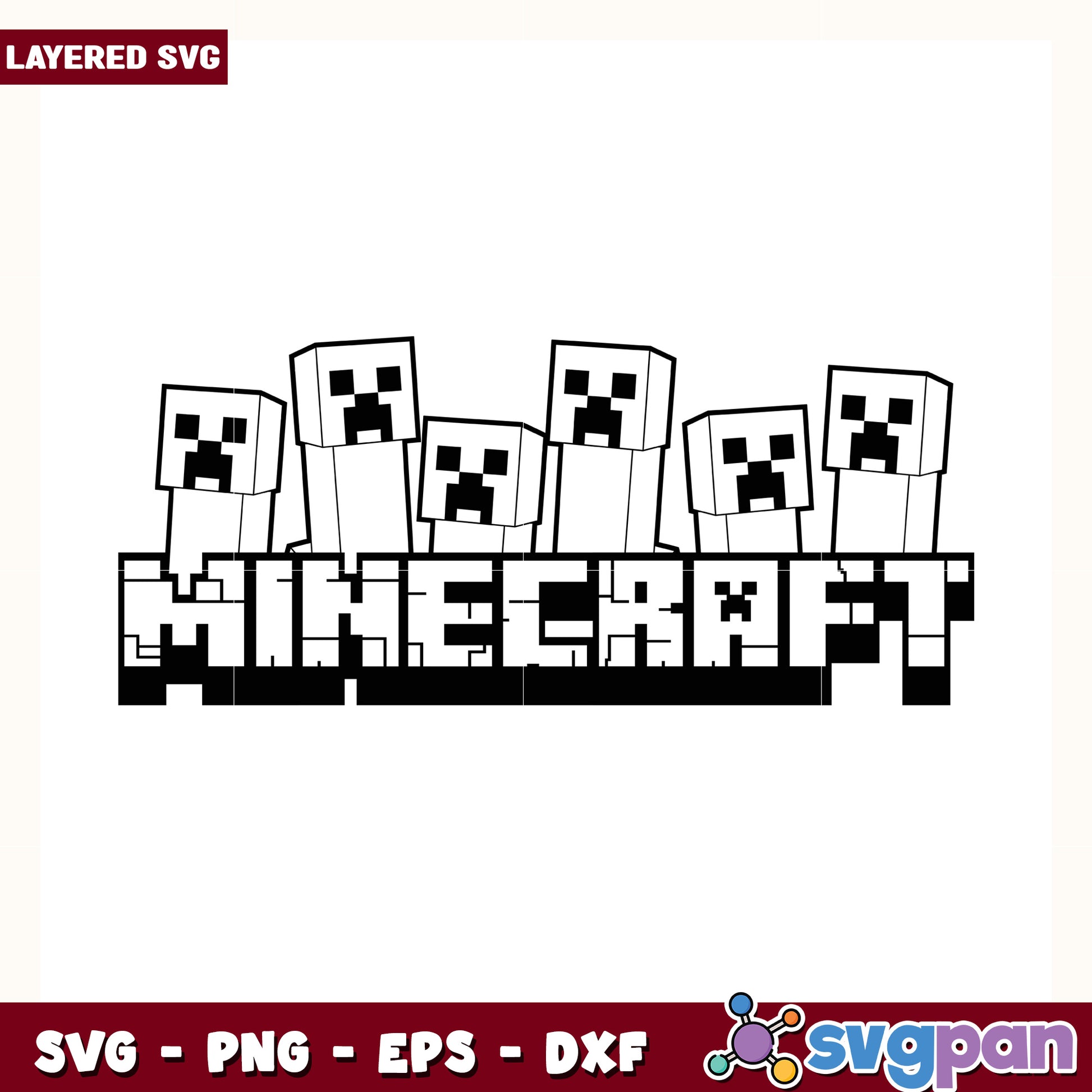 Creepers in minecraft white design svg, minecraft game svg, funny creeper svg