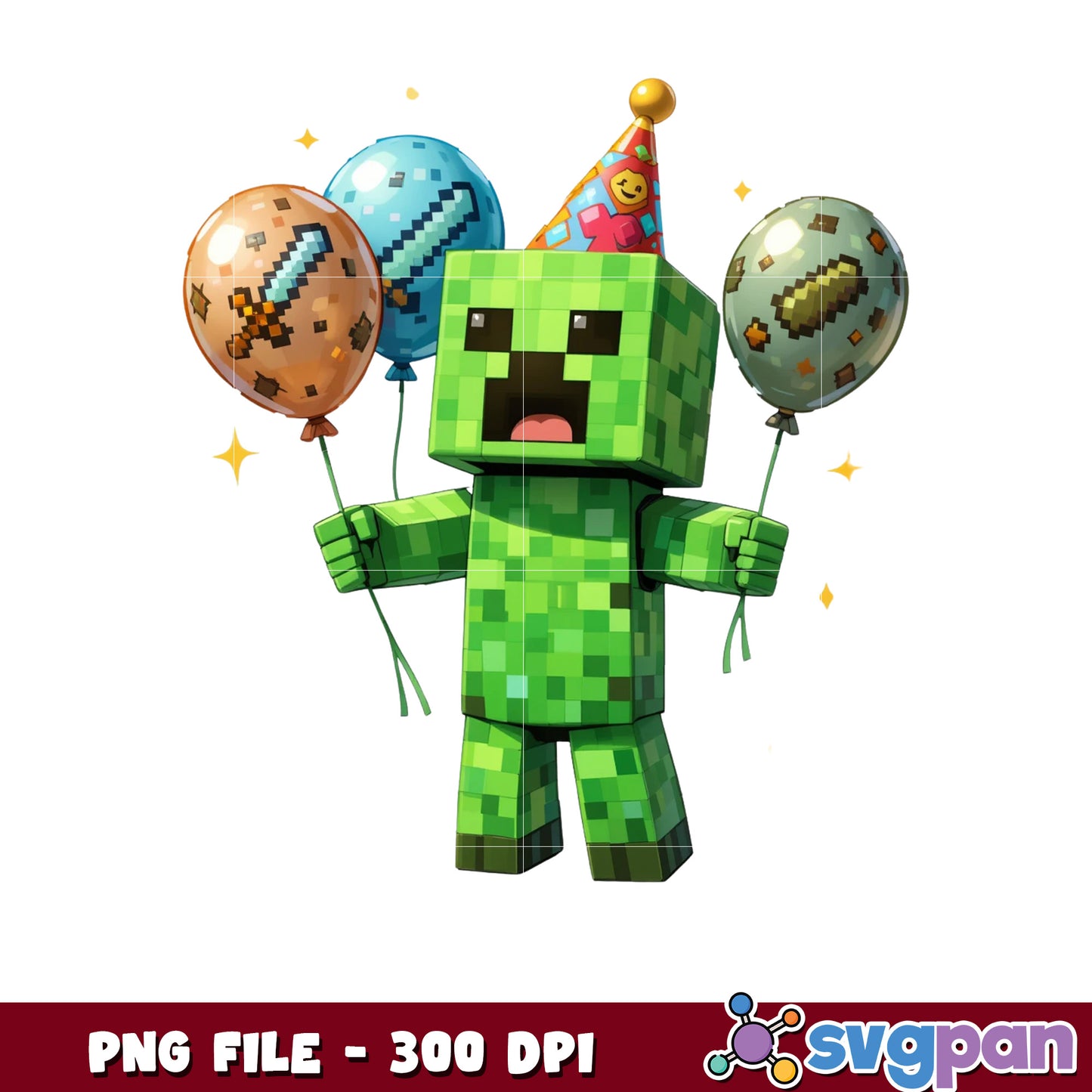 Creeper with balloon birthday  png, minecraft​ png, birthday png