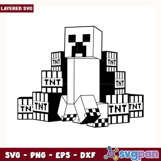 Creeper withh tnt minecraft design svg, minecraft game svg, funny creeper svg