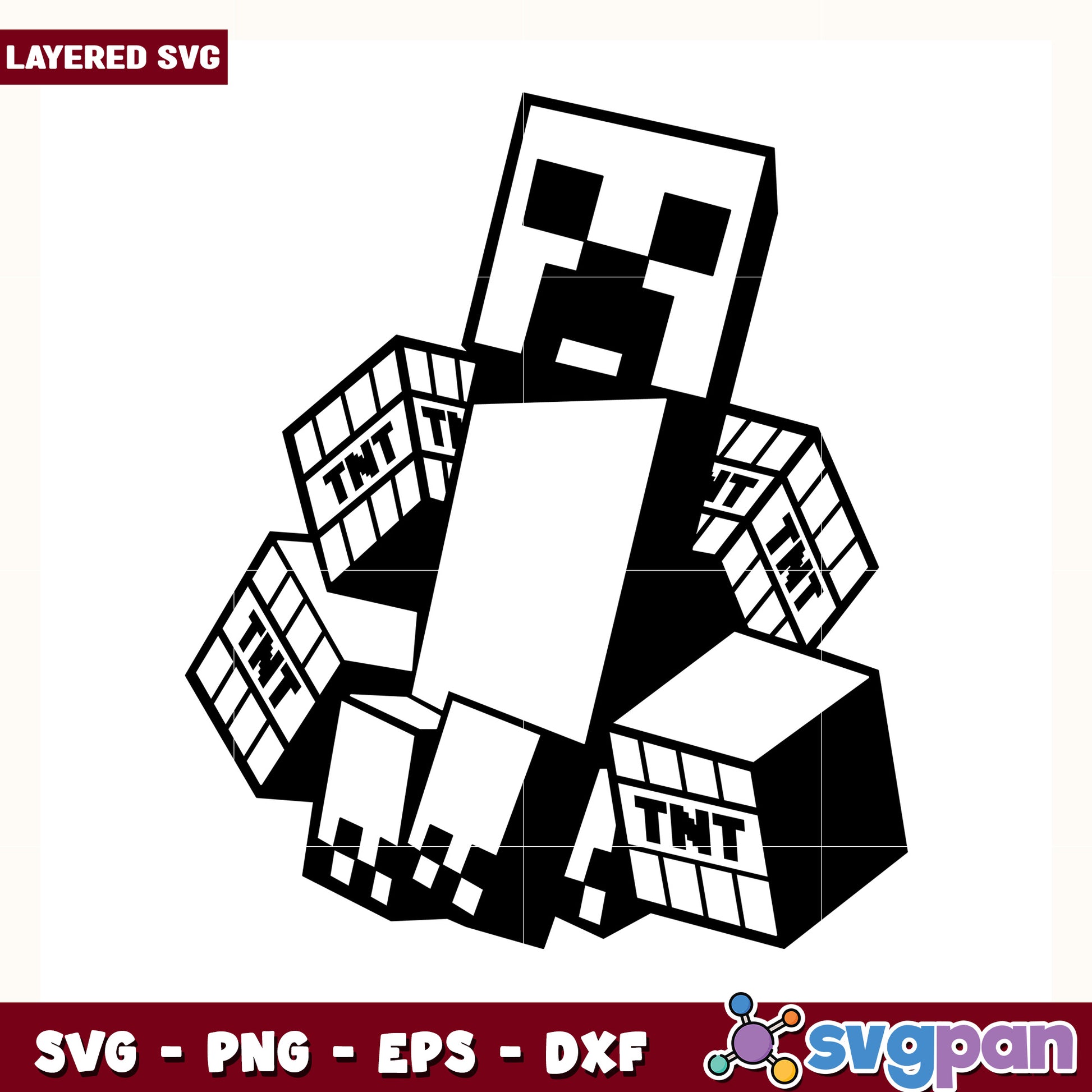 Creeper with tnt design svg, minecraft game svg, funny creeper svg