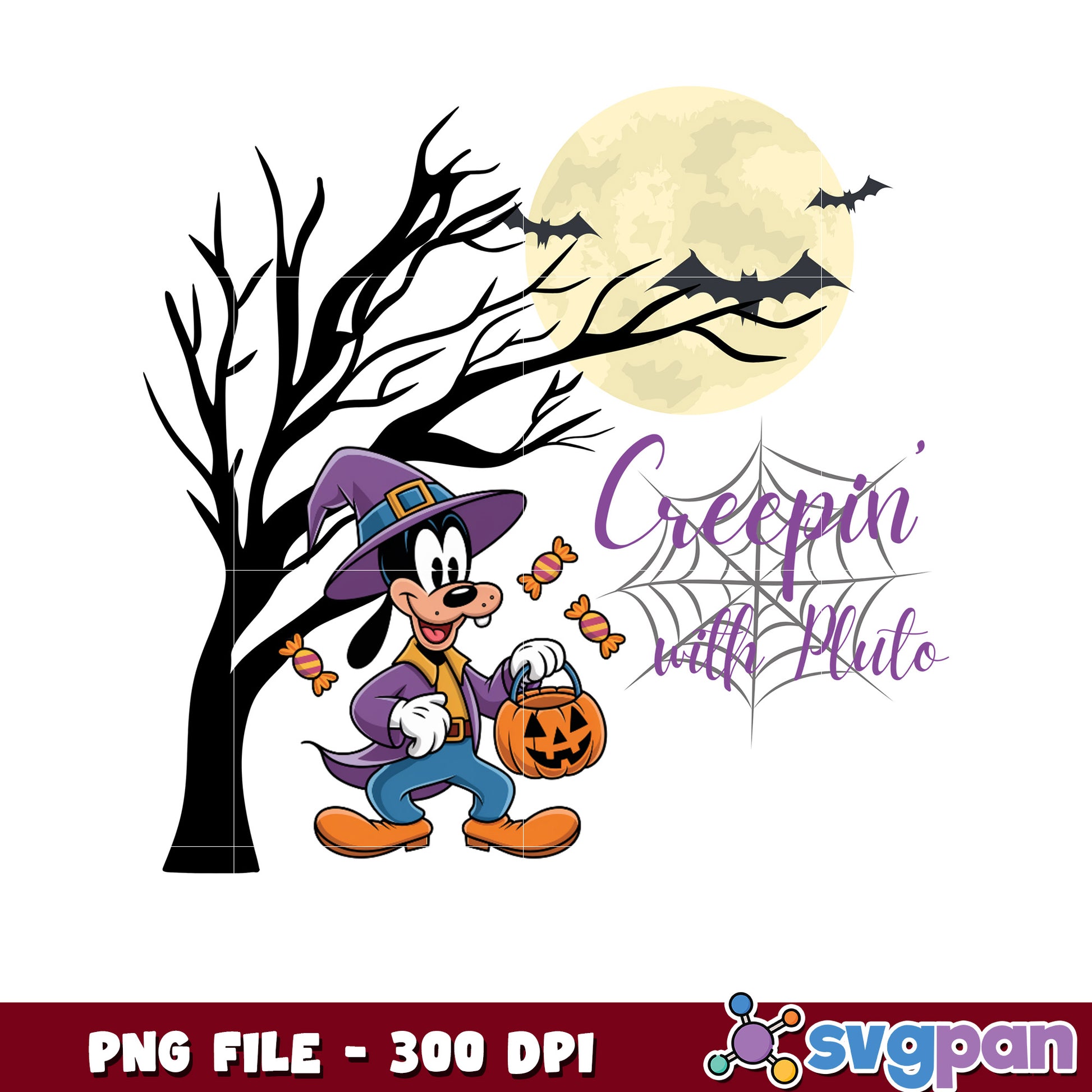 Creepin with pluto png, time to halloween png, funny halloween png