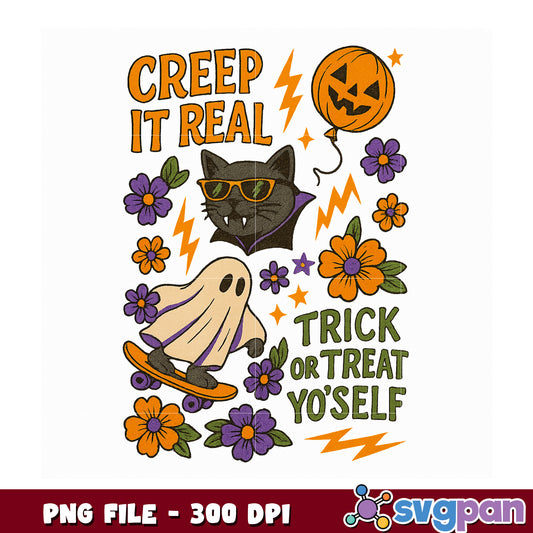 Creep it real halloween png, halloween ghost  png, spooky season png
