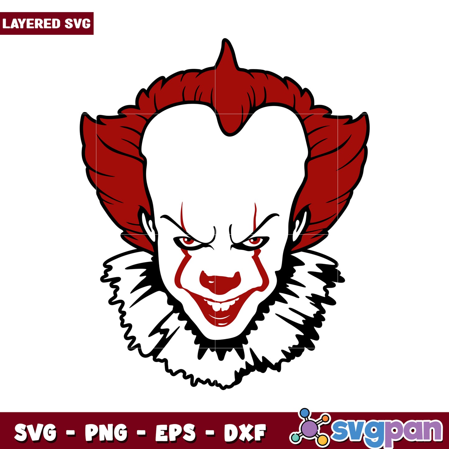 Creepy Clown SVG Design for Crafts, Perfect for Halloween Projects