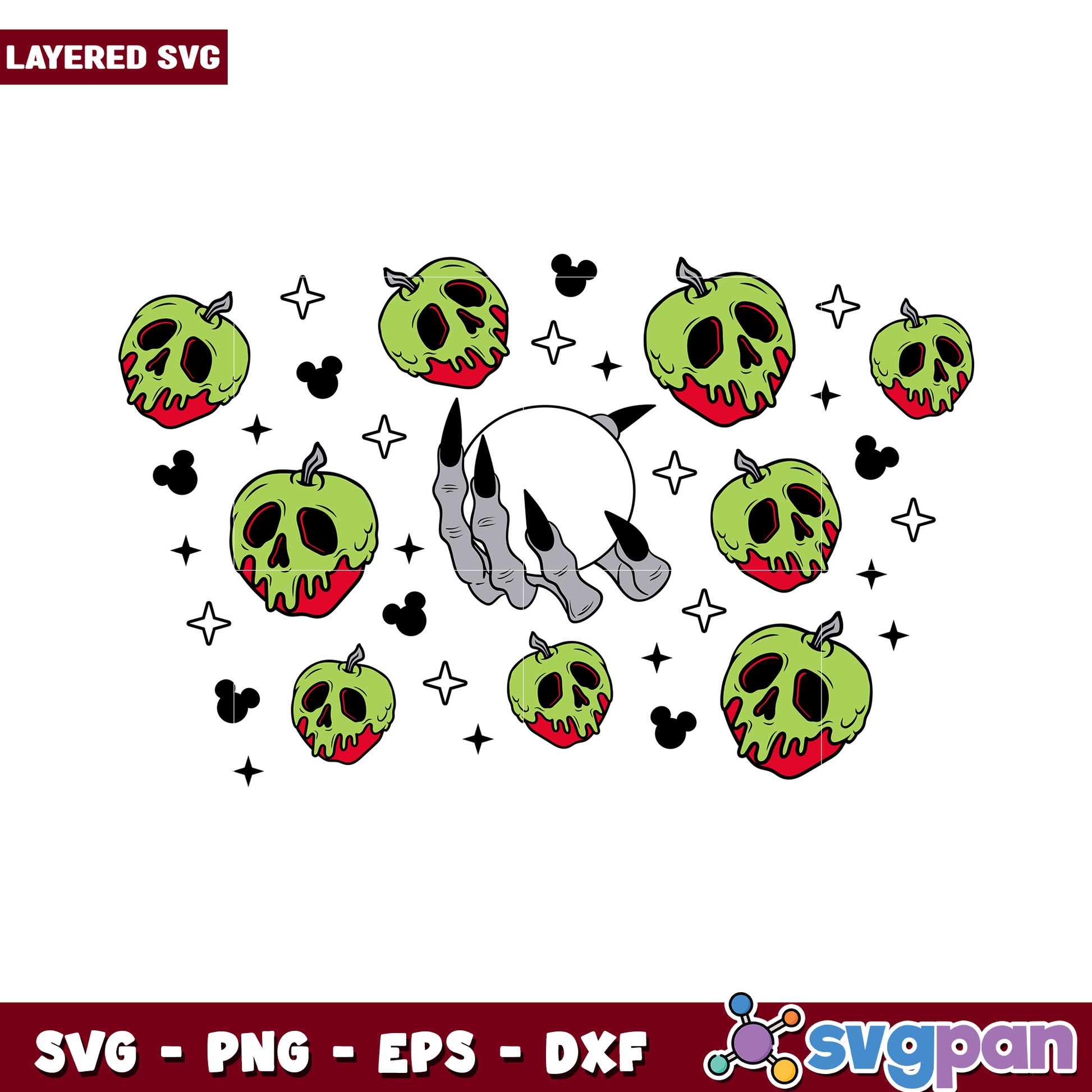 Creepy Green Skull Apples SVG Design, Perfect for Halloween Crafting