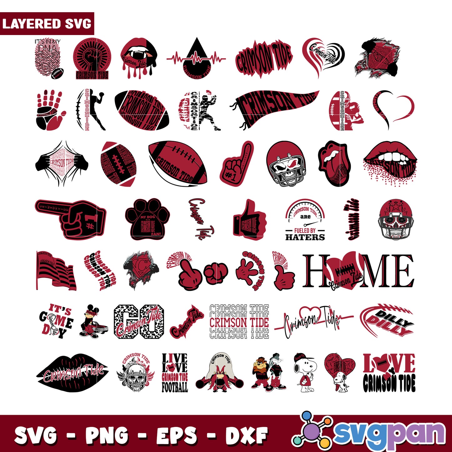 Crimson Tide SVG Bundle Layered Designs