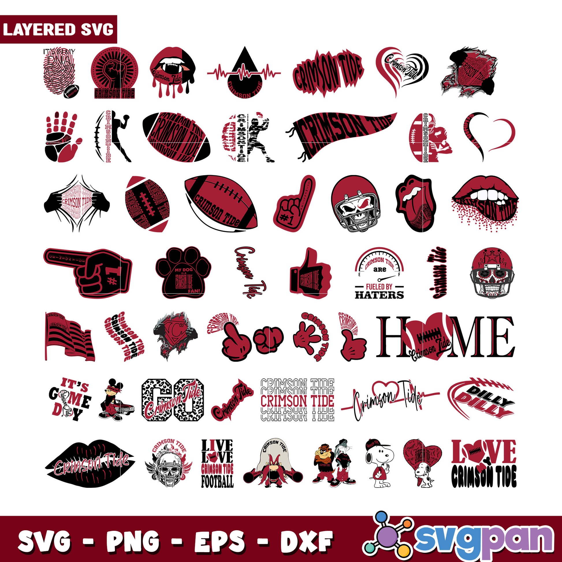 Crimson Tide SVG Bundle Layered Designs