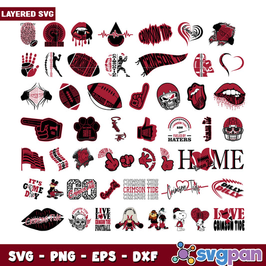 Crimson Tide SVG Bundle Layered Designs