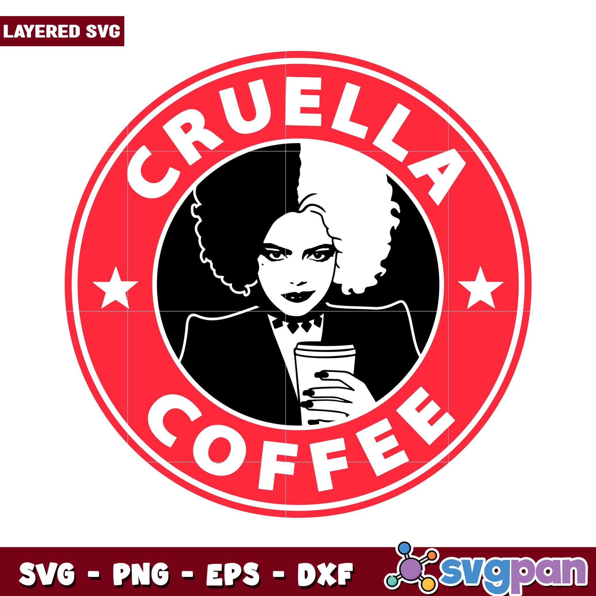 Cruella Coffee Layered SVG for Unique Designs, Enjoy Crafting Today