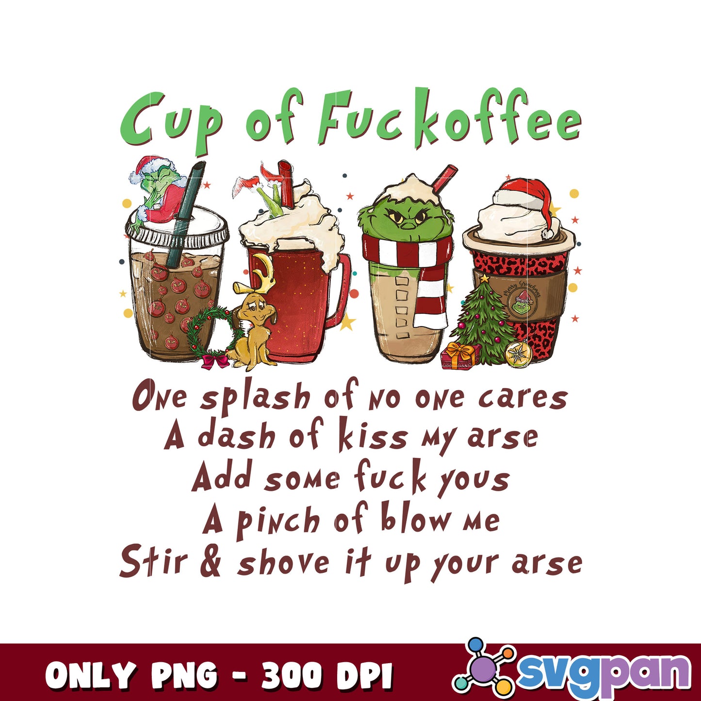 Cup of fuckoffee christmas design png