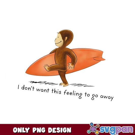 Curious George Surfing PNG, Monkey Summer Beach PNG, Funny Quote PNG