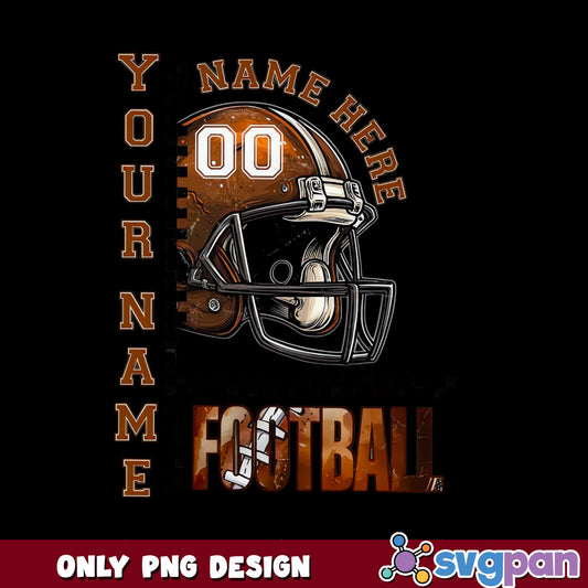 Custom Football Helmet PNG, Personalized Football Name PNG, Football PNG