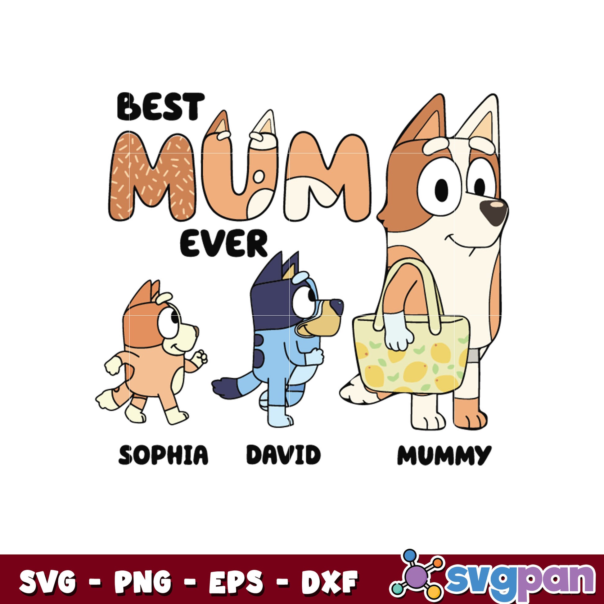 Custom bluey mom svg, bluey and family svg, bluey dog svg