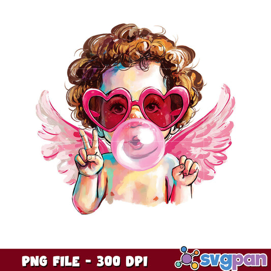 Cute Angel Baby in Pink Sunglasses, High Quality PNG File