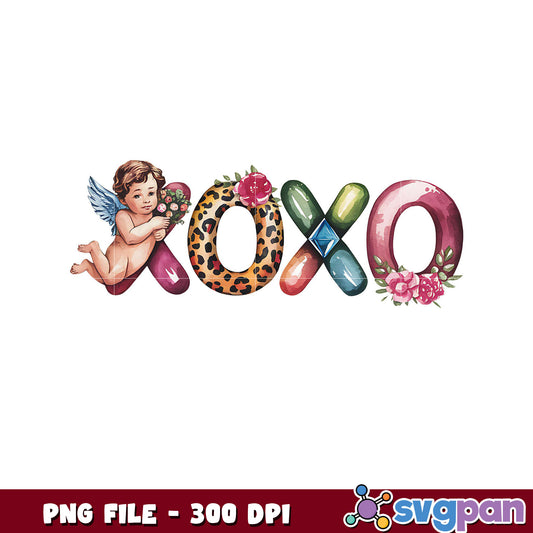 Cute Angel XOXO Design for Valentine's Day, High Quality PNG