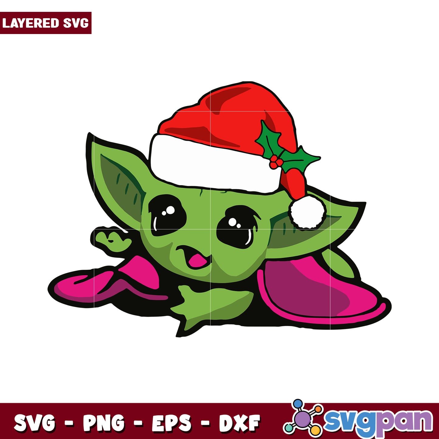 Cute Baby Alien with Santa Hat, Perfect for Holiday Crafts Designs