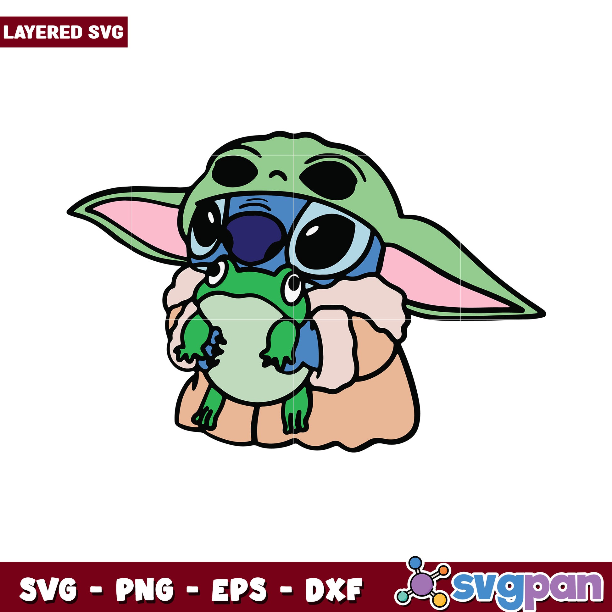 Cute Baby Yoda Holding Frog SVG, Perfect for Craft Projects and More