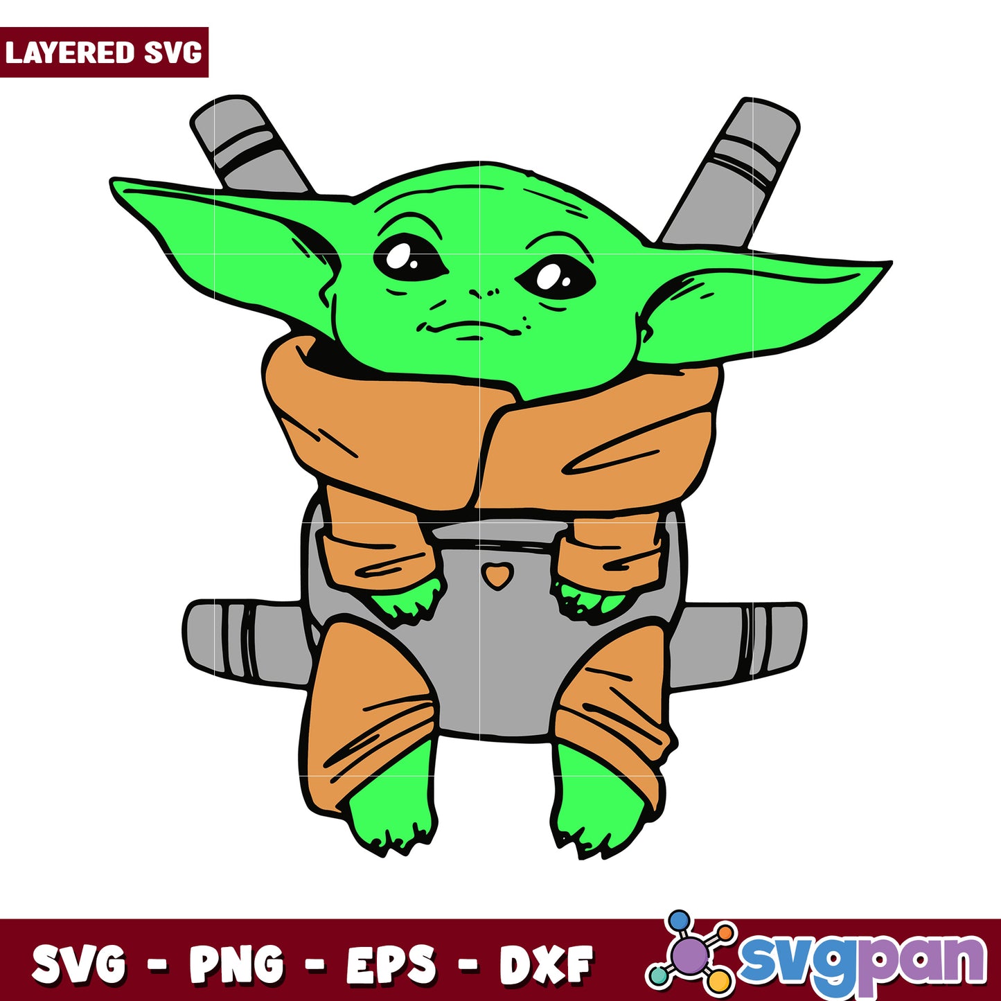 Cute Baby Yoda SVG Design for Crafting Projects, Perfect for Fans