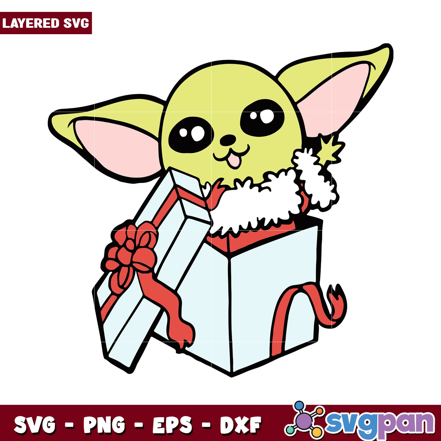 Cute Baby Yoda in Gift Box SVG, Perfect for Holiday Crafts and Decor