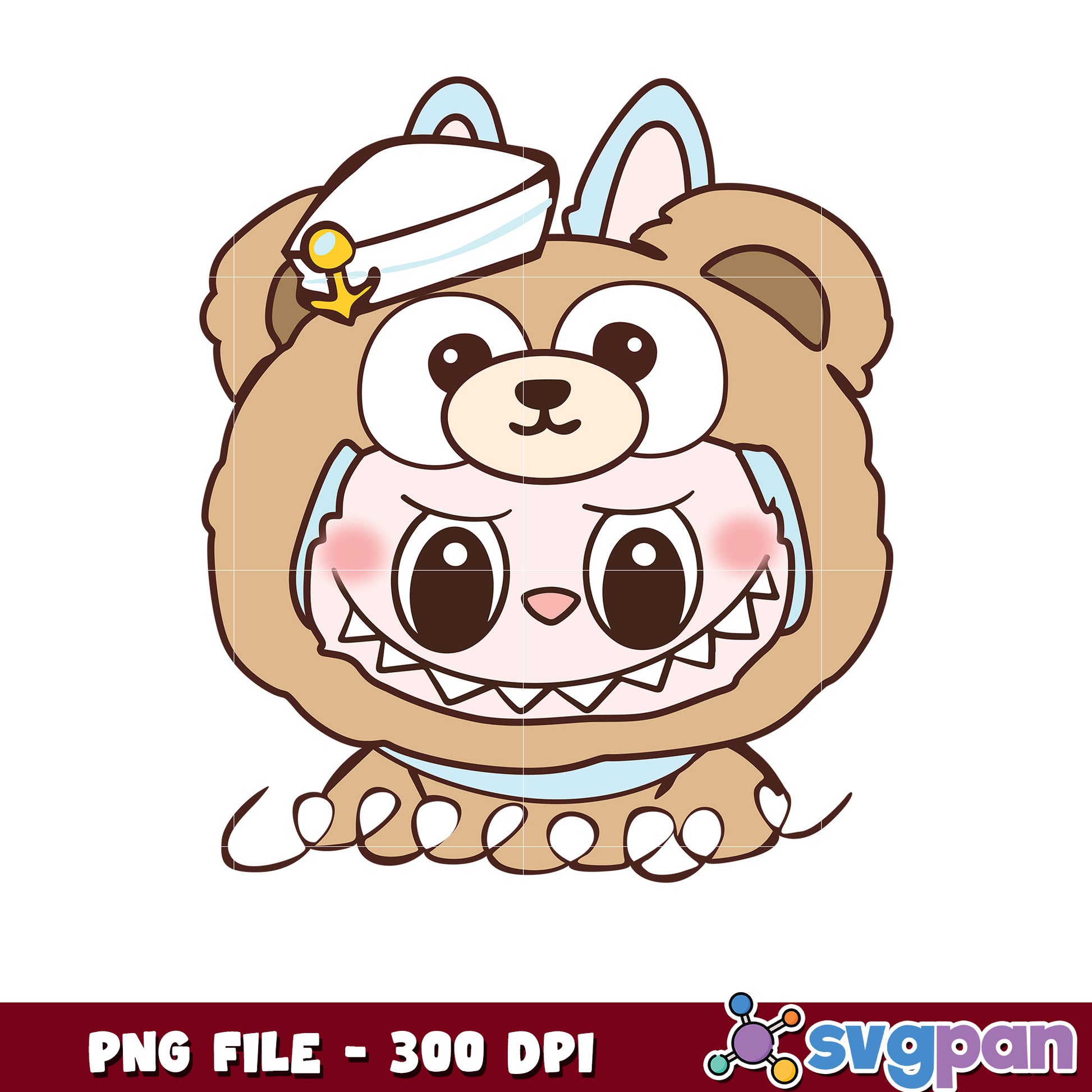 Cute Bear Sailor Costume PNG 300 DPI