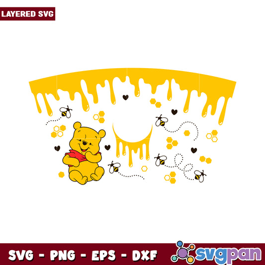 Cute Bear with Honey Drips SVG Design, Perfect for Crafts and Projects