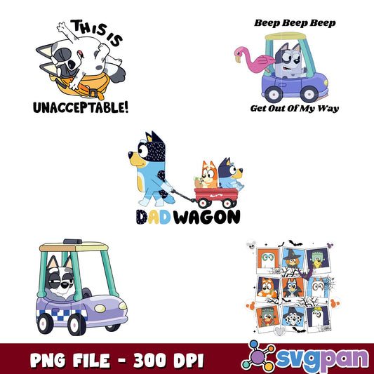 Cute Bluey Character Bundle PNG for Kids Crafts