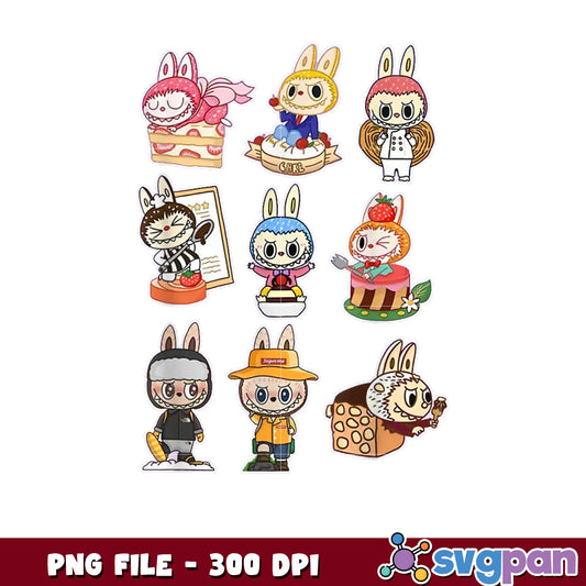 Cute Bunny Cake PNG Stickers 300 DPI