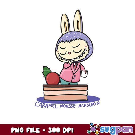 Cute Bunny Caramel Mousse Napoleon PNG 300 DPI