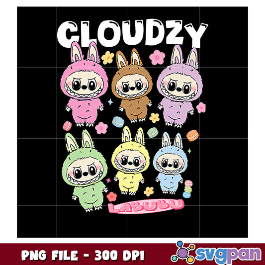 Cute Bunny Cloudzy Labubu PNG 300 DPI