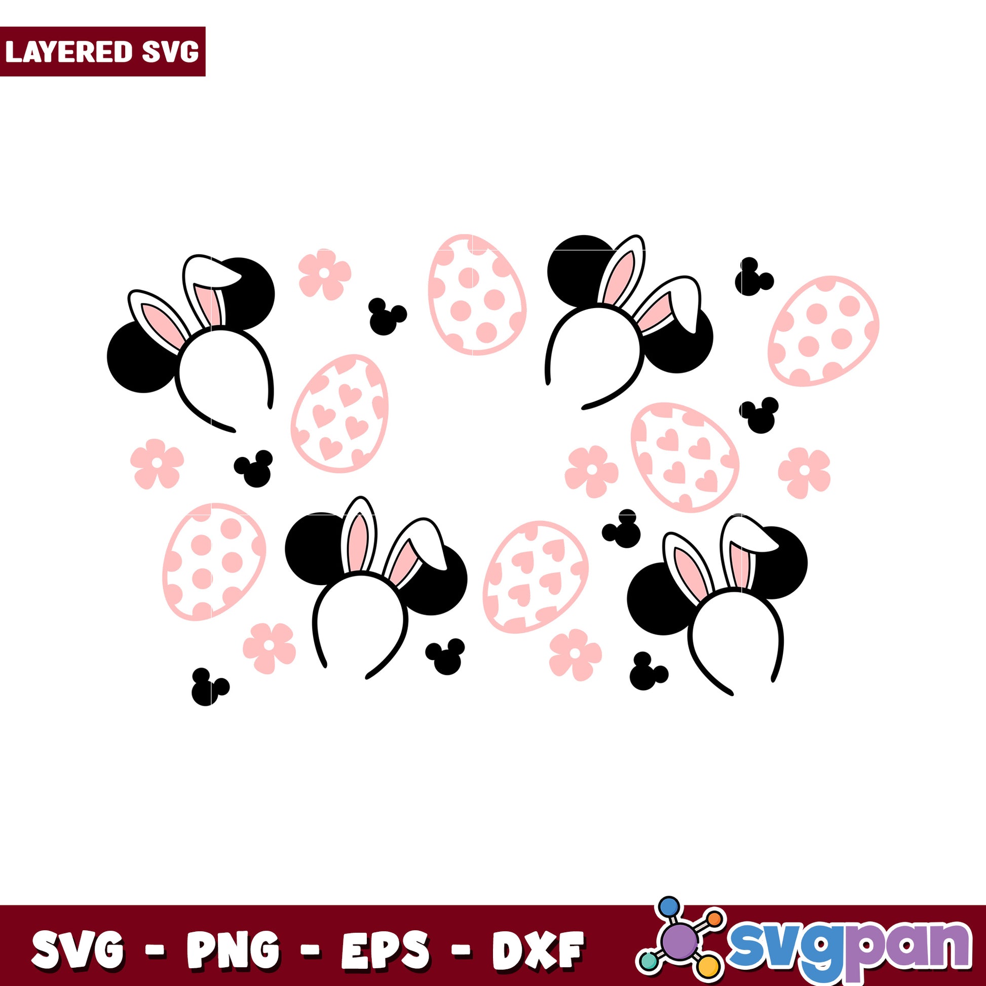 Cute Bunny Ears with Mickey Head SVG Design, Perfect for Easter Crafts