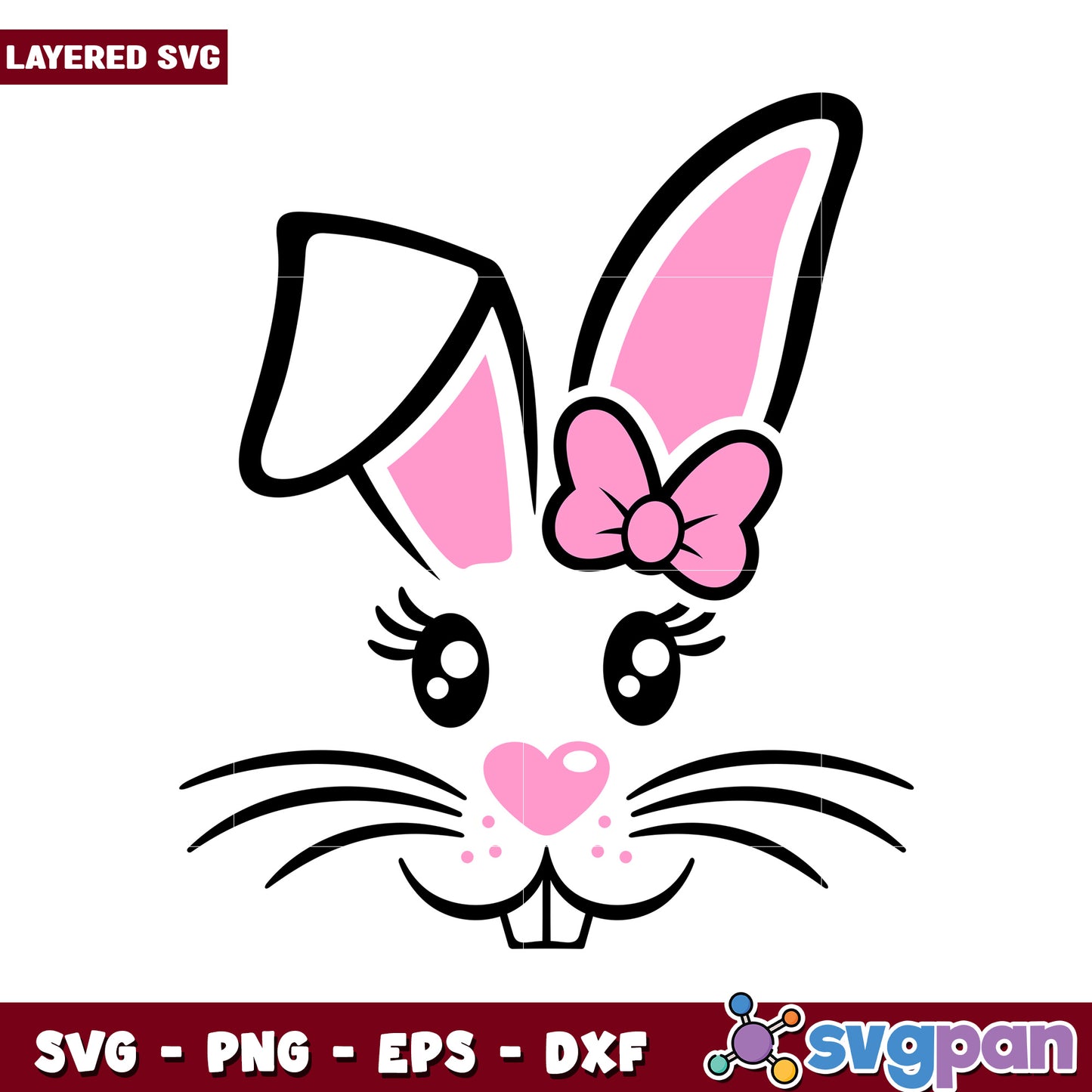 Cute Bunny Face SVG Design, Perfect for Craft Projects and E-commerce