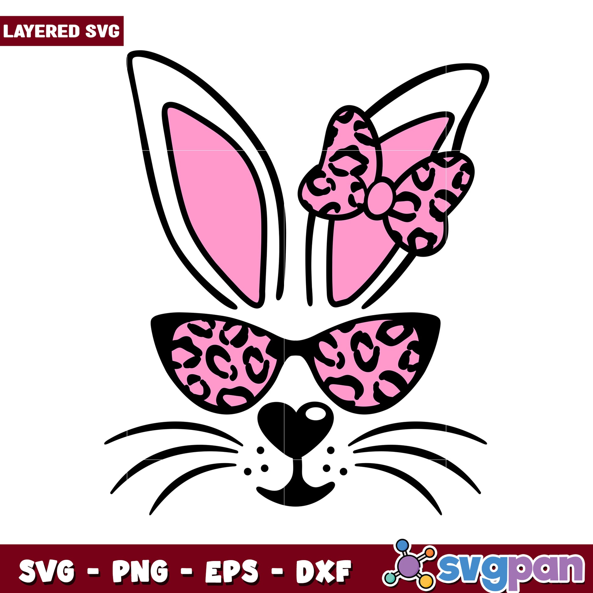 Cute Bunny Face with Sunglasses, Perfect for SVG Craft Projects